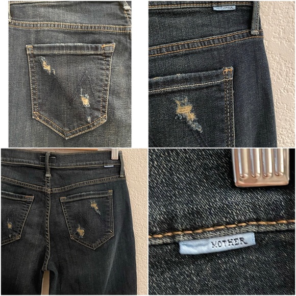 MOTHER Distressed Cropped Tapered Boyfriend Jeans Size 24 - Picture 11 of 12